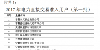 寧夏2017電力直接交易準(zhǔn)入用戶進行公示 售電公司只有<font color=