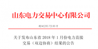 山東電力交易中心發(fā)布《2018年1月份<font color=