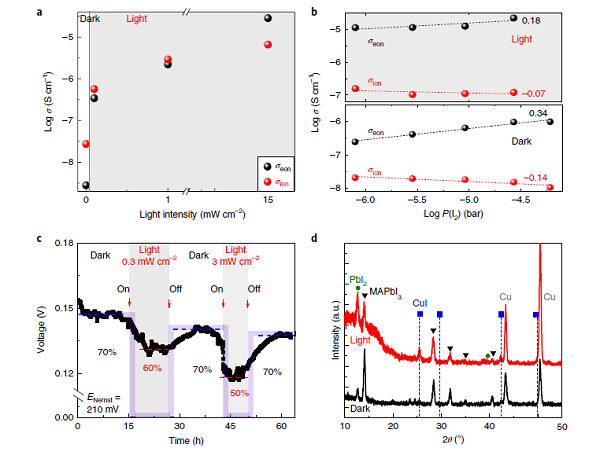 鹵化物鈣鈦礦離子傳導(dǎo)的可調(diào)光電效應(yīng)及其對(duì)光分解的影響