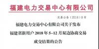福建省新用戶2018年5-12月雙邊協(xié)商交易成交結(jié)果：成交電量72.53億千瓦時