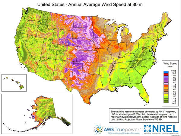 美國風(fēng)機(jī)分布地區(qū)發(fā)布