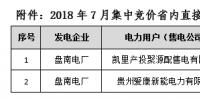 貴州電力交易中心2018年7月集中競價省內(nèi)直接交預(yù)成交情況的公告