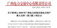2018年廣西電力市場交易電力用戶準(zhǔn)入公示名單(第六批)