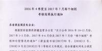 新疆2016年4季度至2017年7月兩個細(xì)則考核結(jié)果執(zhí)行