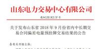 山東2018年省內(nèi)9月中長期交易合同偏差電量預(yù)掛牌交易：成交電量39.98萬兆瓦時(shí)