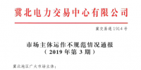 冀北2019年3月市場(chǎng)主體運(yùn)行不規(guī)范情況通報(bào)：部分市場(chǎng)成員交易行為不嚴(yán)肅